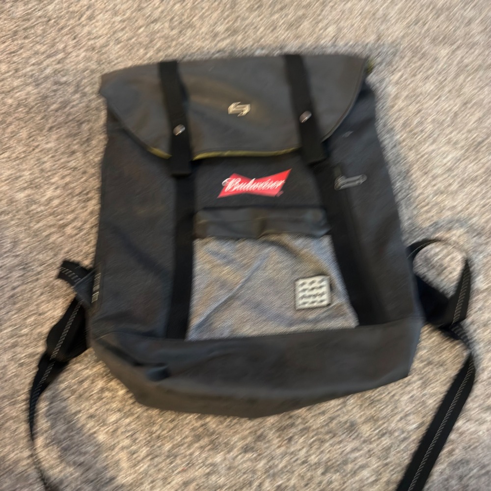 Solo New York Budweiser Backpack Charcoal Grey Laptop Bag Roll Top Canvas